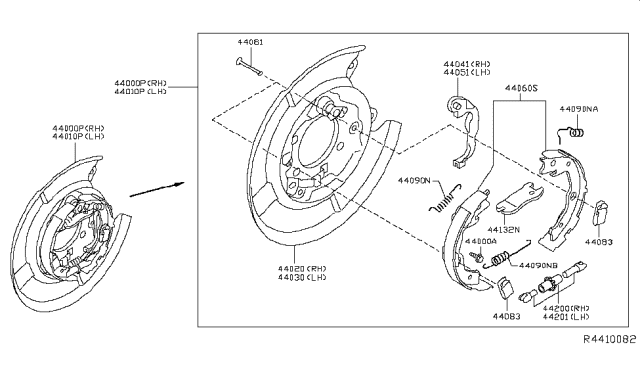 Service File Brake Assembly- Parking Rear Diagram for 44000-3NF6A