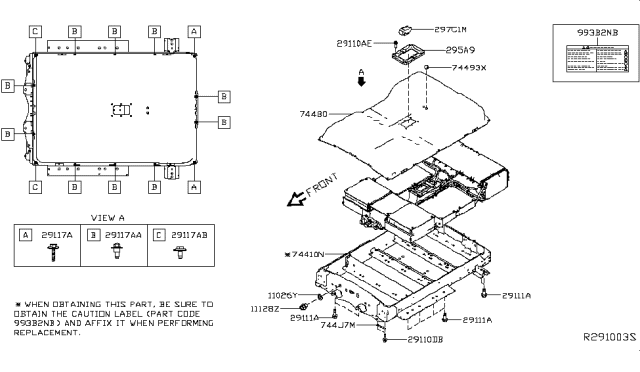 2019 Nissan Leaf Floor Assembly Battery Diagram for 74410-5SP2B