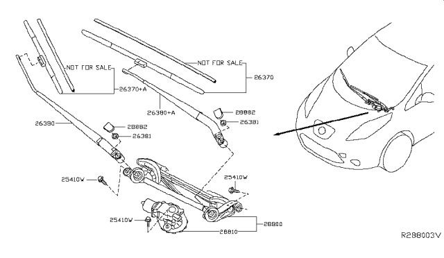 2019 Nissan Leaf Motor Assy-Windshield Wiper Diagram for 28810-3NF0A