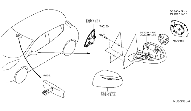 2019 Nissan Leaf Rear View Mirror Diagram 1