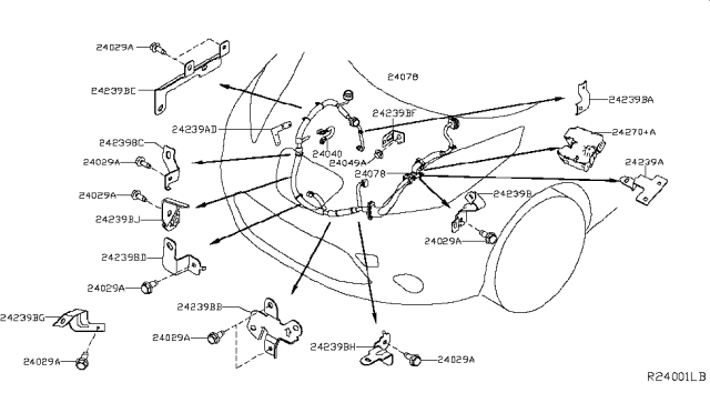 2019 Nissan Leaf Bracket-Engine Harness Diagram for 24239-5SA1B