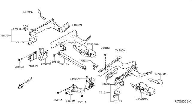 2019 Nissan Leaf Closing Plate-Front Side Member,RH Diagram for G5130-5SAMA