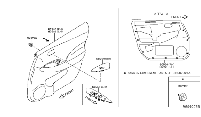 2019 Nissan Leaf Finisher Assy-Front Door,LH Diagram for 80901-5SA1B