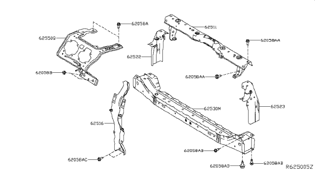 2018 Nissan Leaf Support Assy-Radiator Core,Lower Diagram for F2530-5SAMH