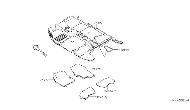 2018 Nissan Leaf Carpet Assy-Floor Diagram for 74902-5SA1A