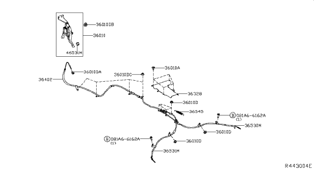 2018 Nissan Leaf Bracket Assy-Control Lever Diagram for 36328-3NF0A