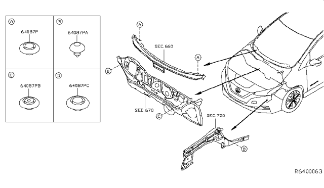 2019 Nissan Leaf Hood Ledge & Fitting Diagram 2