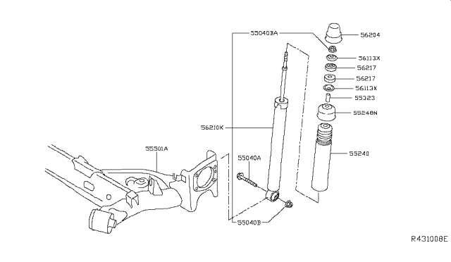 2019 Nissan Leaf Beam Complete-Rear Suspension Diagram for 55501-5SA0A