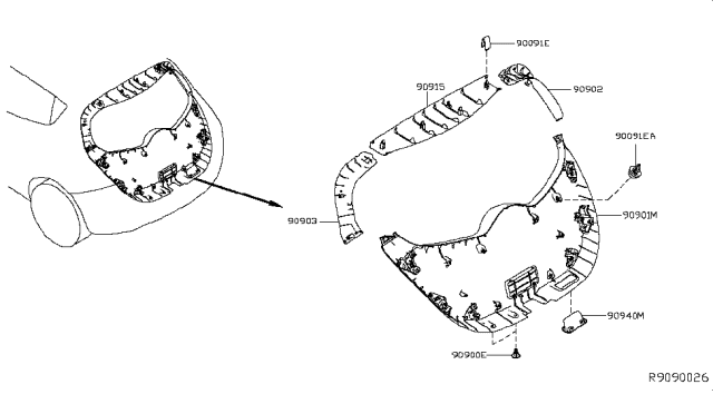 2019 Nissan Leaf Clip Diagram for 84995-3NA0A