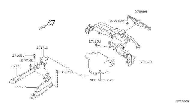 2006 Nissan Altima Duct-Heater Floor,Rear RH Diagram for 27832-8J000