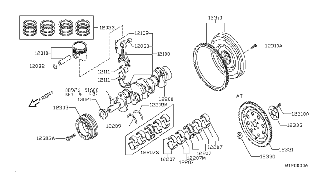 2002 Nissan Altima Piston,Crankshaft & Flywheel Diagram 3