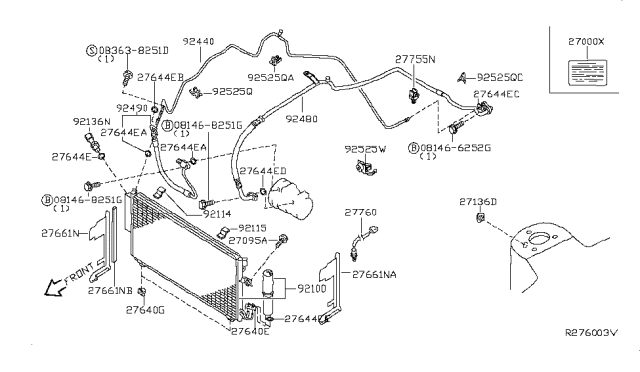 2004 Nissan Altima Bracket-Condenser Diagram for 92114-8J000