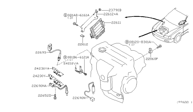 2006 Nissan Altima Engine Control Module Diagram for 23710-ZH91B