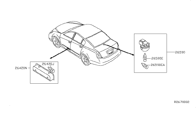 2006 Nissan Altima Lamp Assembly - Trunk Room Diagram for 26470-9E000