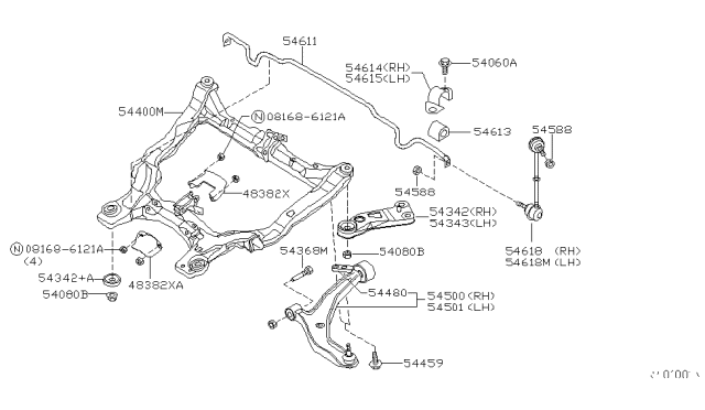 2005 Nissan Altima BUSHING STABILIZER Diagram for 54613-ZB700