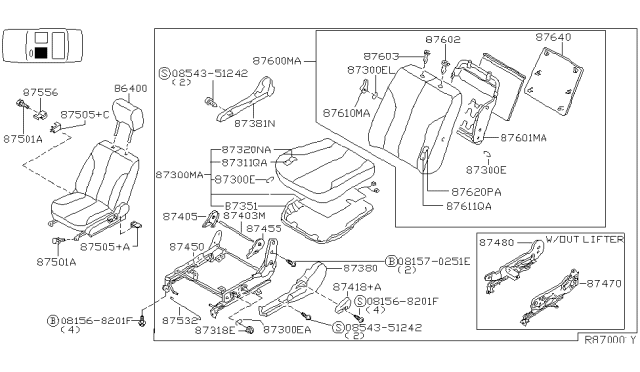 2002 Nissan Altima Back Assy-Front Seat Diagram for 87650-8J161