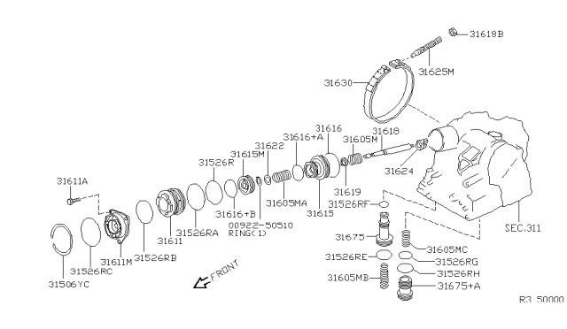 2005 Nissan Altima Spring-Servo Diagram for 31605-8Y010