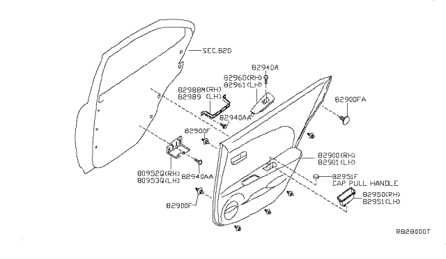 2004 Nissan Altima Rear Door Trimming Diagram 1