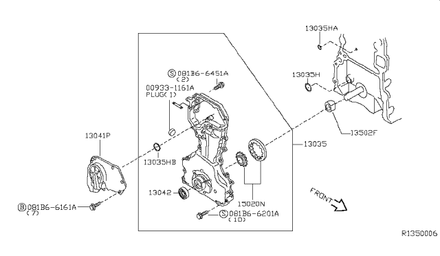 2002 Nissan Altima Front Cover,Vacuum Pump & Fitting Diagram 3