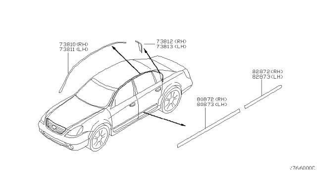 2003 Nissan Altima Moulding-Rear Door,RH Diagram for 82870-8J002