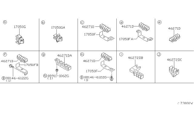 2004 Nissan Altima Clamp Diagram for 17571-8J000