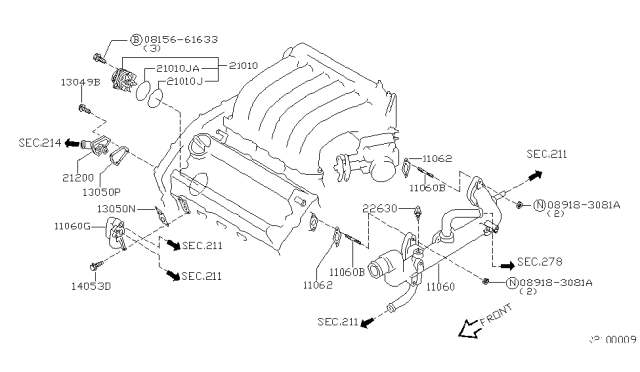 2003 Nissan Altima Water Pump, Cooling Fan & Thermostat Diagram 4