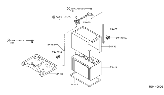 2002 Nissan Altima Battery & Battery Mounting Diagram