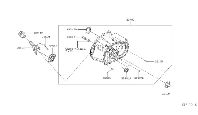 2006 Nissan Altima Transmission Case & Clutch Release Diagram 1