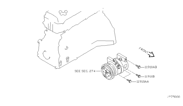 2003 Nissan Altima Compressor Mounting & Fitting Diagram 1