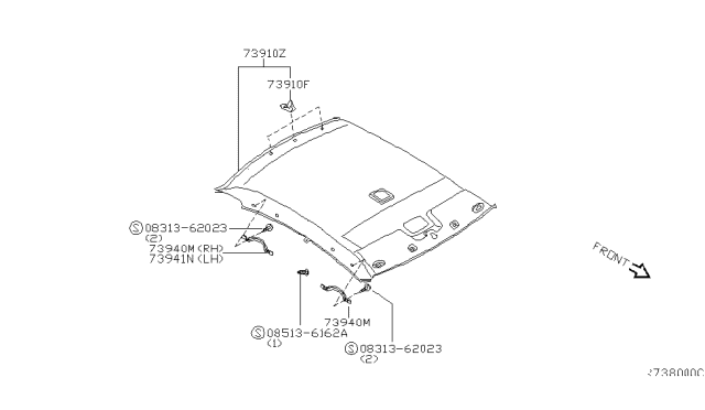 2002 Nissan Altima Roof Trimming Diagram 1