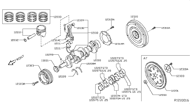 2004 Nissan Altima Bearing-CRANKSHAFT Std Grade 7 Diagram for 12261-8J007