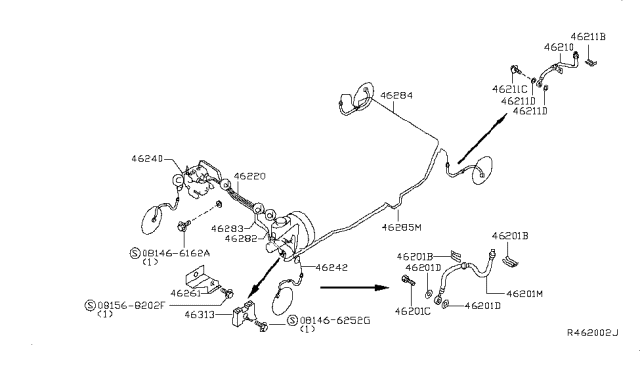 2006 Nissan Altima Brake Piping & Control Diagram 2