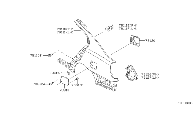 2004 Nissan Altima Rear Fender & Fitting Diagram 1