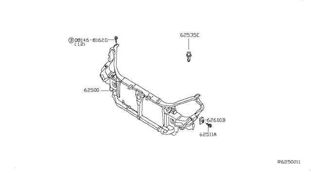 2006 Nissan Altima Front Apron & Radiator Core Support Diagram