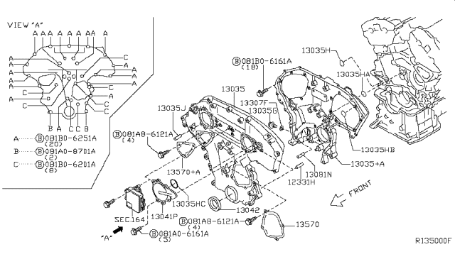 2006 Nissan Altima Cover Assy-Front Diagram for 13500-8J002