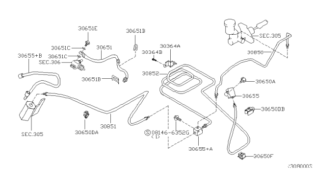 2005 Nissan Altima Connector Diagram for 30857-7Y000