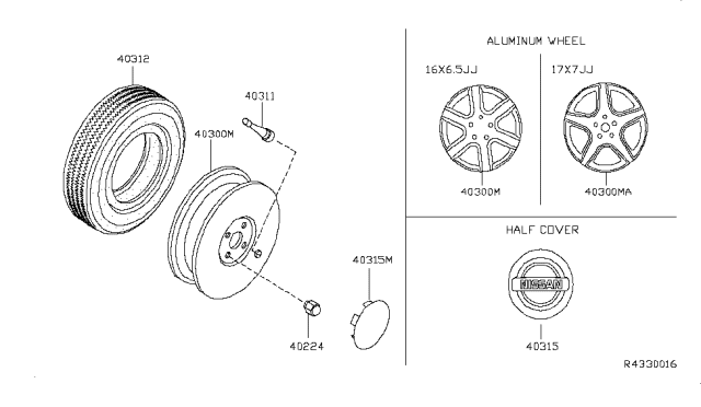 2005 Nissan Altima Road Wheel & Tire Diagram 1