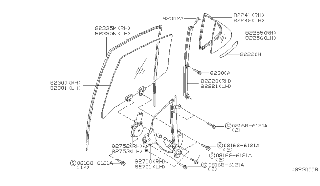 2003 Nissan Altima Motor Assy-Regulator,RH Diagram for 82730-8J000