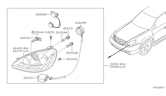 2003 Nissan Altima Cover-Socket Diagram for 26030-8J100