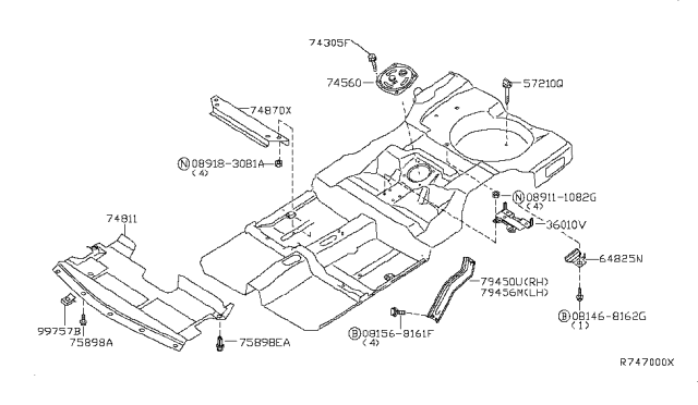 2004 Nissan Altima Cover - Engine, Lower Diagram for 75890-ZB700