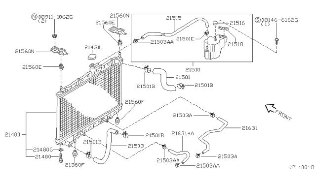 2005 Nissan Altima Radiator,Shroud & Inverter Cooling Diagram 7