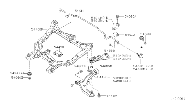 2002 Nissan Altima Member Complete-Front Suspension Diagram for 54400-8J001