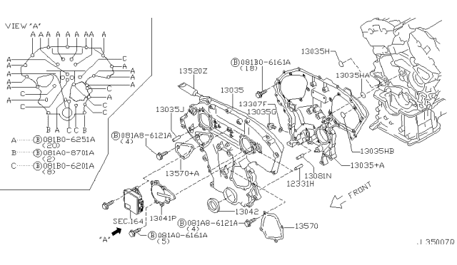 2003 Nissan Altima Front Cover,Vacuum Pump & Fitting Diagram 1