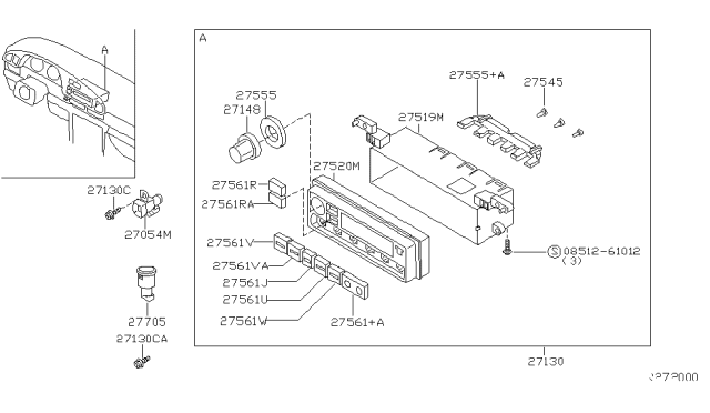 2003 Nissan Altima Lamp Assy-Heater Control Diagram for 27545-8J000