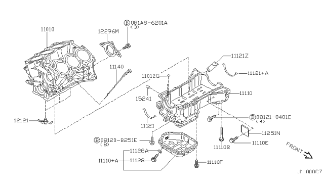 2003 Nissan Altima Cylinder Block & Oil Pan Diagram 1