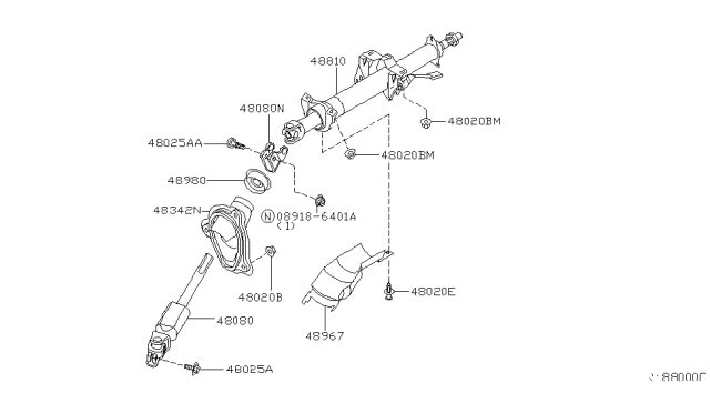 2004 Nissan Altima Column-Steering Tilt Diagram for 48810-ZB010