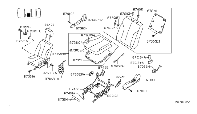 2004 Nissan Altima Back Assy-Front Seat Diagram for 87650-3Z767