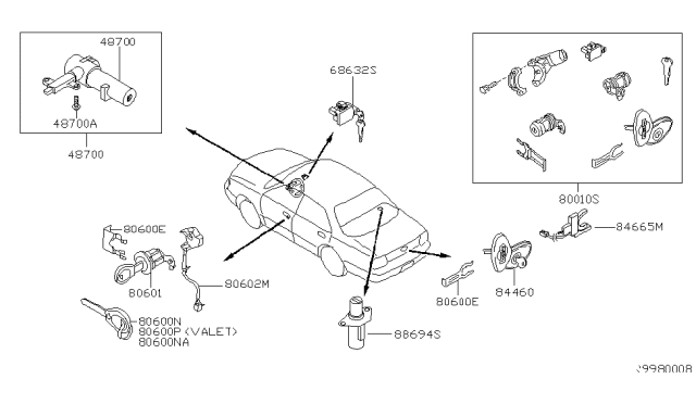 2004 Nissan Altima Key Set & Blank Key Diagram