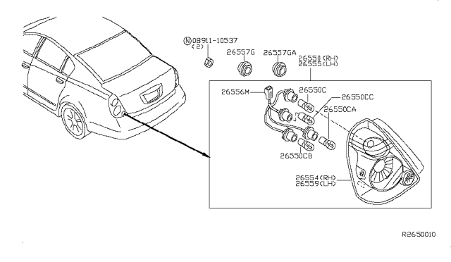 2004 Nissan Altima Rear Combination Lamp Diagram 1