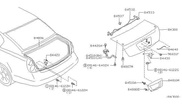 2003 Nissan Altima Trunk Lid & Fitting Diagram